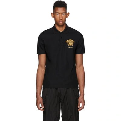 Shop Versace Black Big Medusa Polo