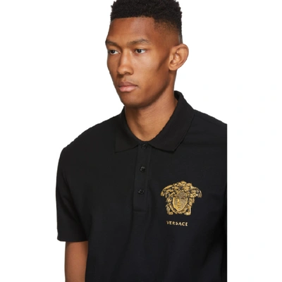 Shop Versace Black Big Medusa Polo