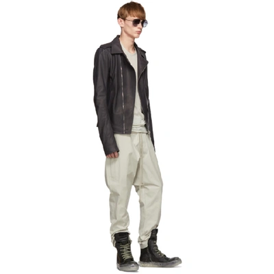 Shop Rick Owens Blue Leather Stooges Jacket In 36bluejay