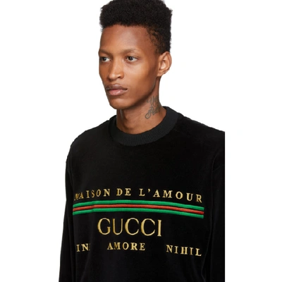 Shop Gucci Black Chenille Maison De Lamour Sweatshirt In 1082 Blkmul