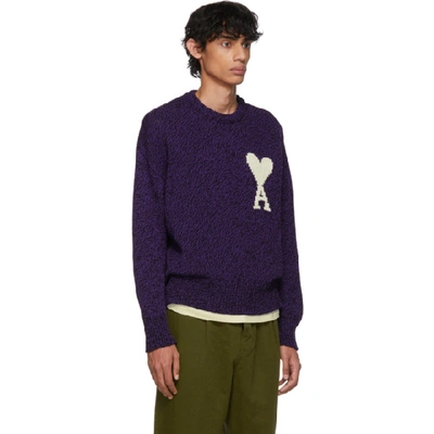 Shop Ami Alexandre Mattiussi Purple & Black Oversized Ami De Coeur Sweater