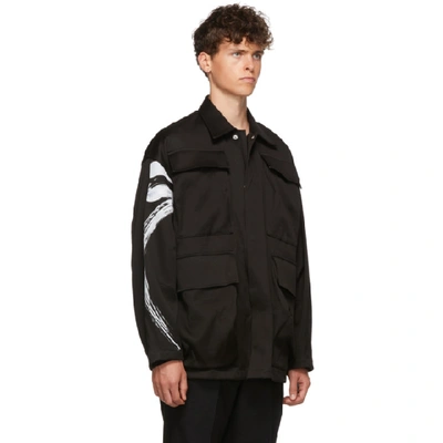 Shop Almostblack Black Paint Sleeve Jacket