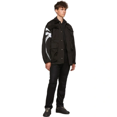 Shop Almostblack Black Paint Sleeve Jacket