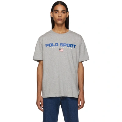 Shop Polo Ralph Lauren Grey Icon Logo T-shirt In Grey Htr