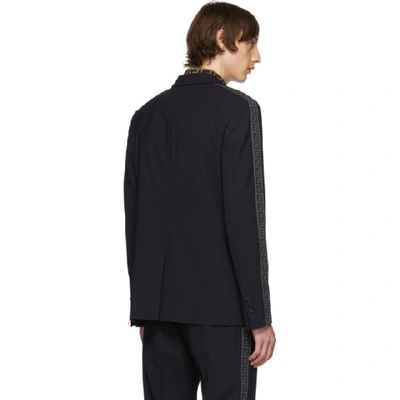 Shop Fendi Navy Wool Ff Blazer In F0qg0 Dk Bl