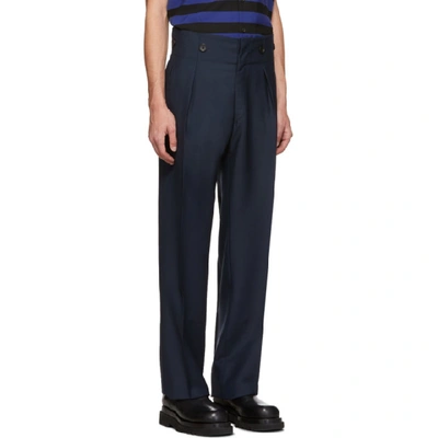 Shop Lanvin Navy High-waisted Trousers In 29 Navyblue