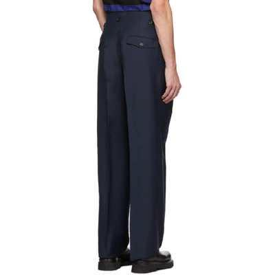 Shop Lanvin Navy High-waisted Trousers In 29 Navyblue