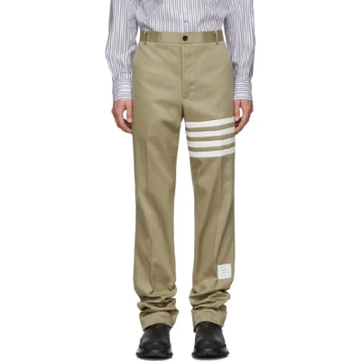 Shop Thom Browne Khaki Unconstructed Chino Trousers In 275 Camel