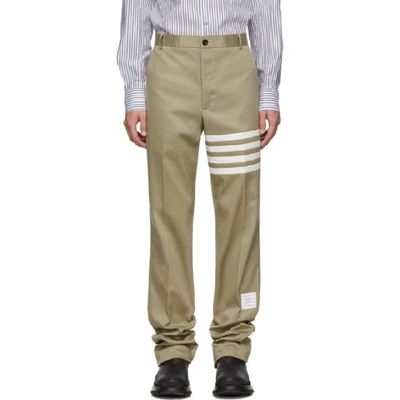 Thom Browne Seamed 4-bar Stripe Unconstructed Chino Trouser In Cotton Twill In 275 Camel