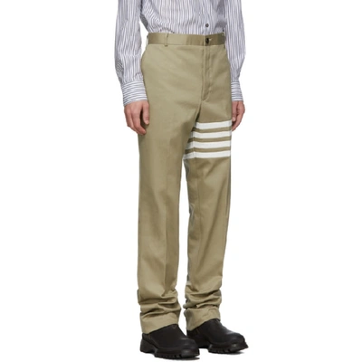 Thom Browne Seamed 4-bar Stripe Unconstructed Chino Trouser In Cotton Twill In 275 Camel