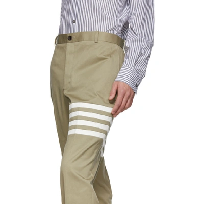 Thom Browne Seamed 4-bar Stripe Unconstructed Chino Trouser In Cotton Twill In 275 Camel