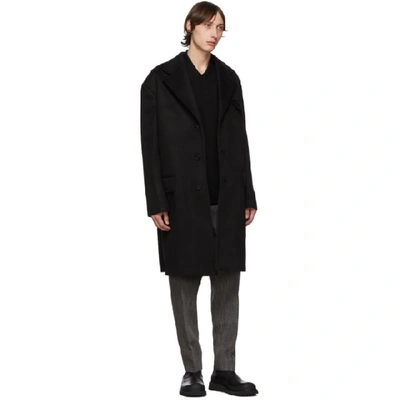 Shop Bottega Veneta Black Bonded Cashmere Coat In 1000-black