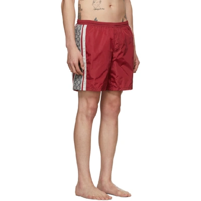 Shop Gucci Red Gg Swim Shorts In 6255red