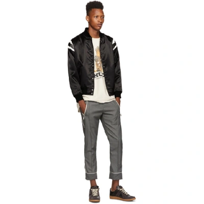 Shop Rhude Black Lightning Varsity Bomber Jacket