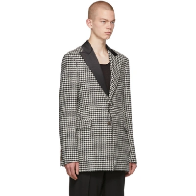 Shop Loewe Black And White 2bt Houndstooth Jacket In 1102 Blkwht