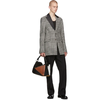 Shop Loewe Black And White 2bt Houndstooth Jacket In 1102 Blkwht