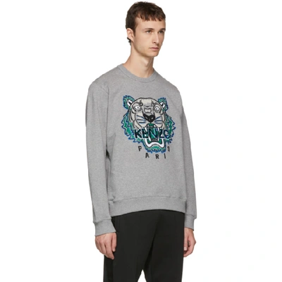 Shop Kenzo Grey Leopard Tiger Sweatshirt In 95 Grey