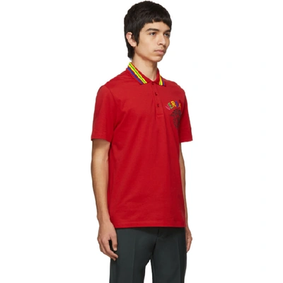 Shop Versace Red Embroidered Medusa Polo