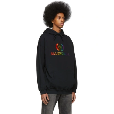 Balenciaga Rainbow Logo Printed Sweatshirt Hoodie In Black | ModeSens