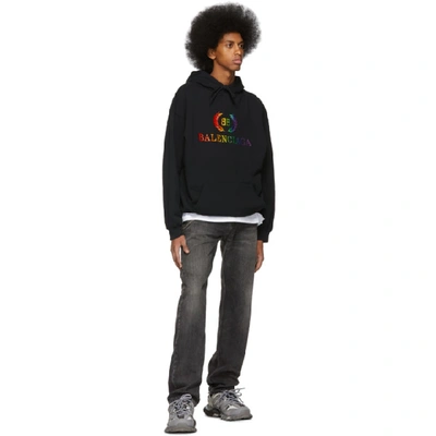 Shop Balenciaga Black Rainbow 'bb' Hoodie