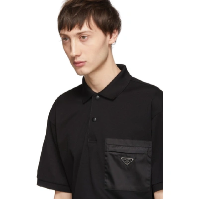 Shop Prada Black Nylon Pocket Polo