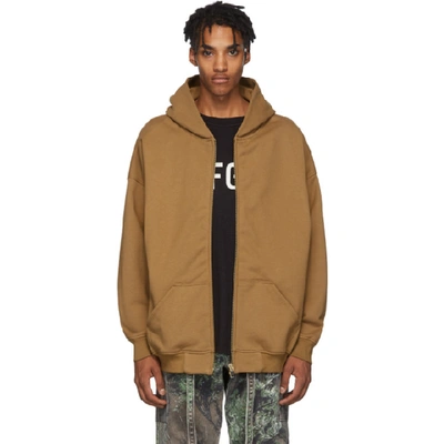 Fear Of God Oversized Loopback Cotton-jersey Zip-up Hoodie In Rust