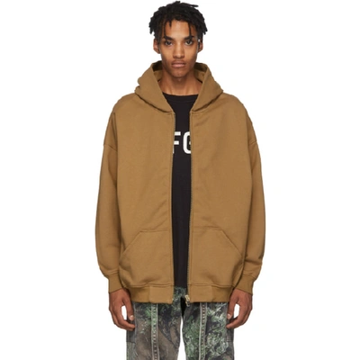 Shop Fear Of God Brown Everyday Full Zip Hoodie In Rust