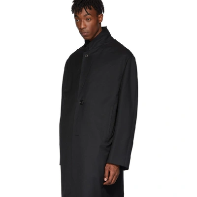 Shop Lemaire Black Gabardine Coat In 999 Black