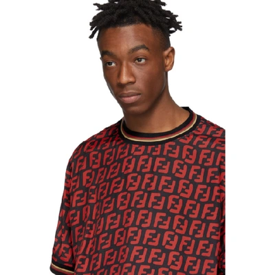 Shop Fendi Red & Black All Over 'forever ' Shirt