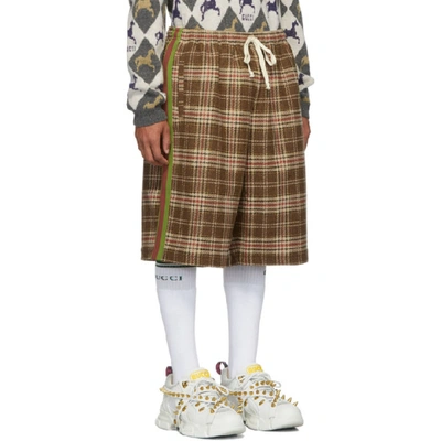 Shop Gucci Brown And Beige Vintage Check Shorts In 2018 Brnora