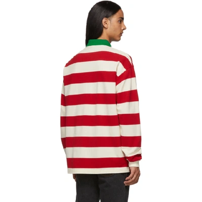 Shop Gucci Red And White Gg Stripe Polo In 6068 Red