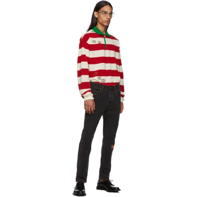 Shop Gucci Red And White Gg Stripe Polo In 6068 Red