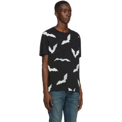 Shop Saint Laurent Black Bat Print T-shirt In 1088 Wshblk