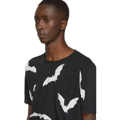 Shop Saint Laurent Black Bat Print T-shirt In 1088 Wshblk
