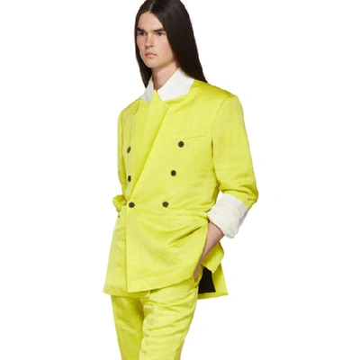 Shop Haider Ackermann Yellow Linen Double-breasted Blazer In Amalfiyelow