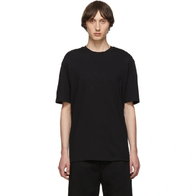Shop Lanvin Black Plaid Detail T-shirt In 10 Black