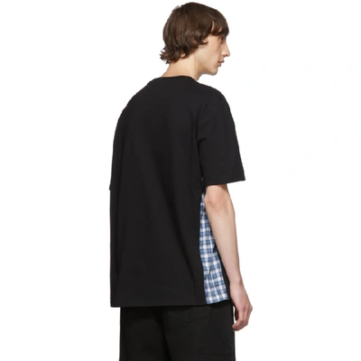 Shop Lanvin Black Plaid Detail T-shirt In 10 Black