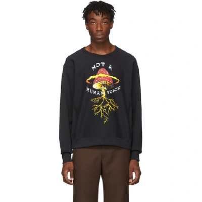 Gucci Black Men's "not A Human Voice" Print Sweater In 1142 Black | ModeSens