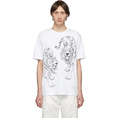 Shop Kenzo White Double Tiger T-shirt In 01 White