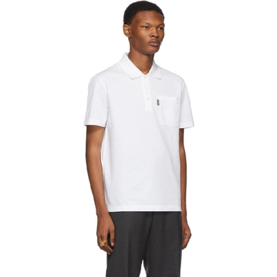 Shop Versace White Chest Pocket Polo In A001 White