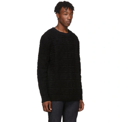 Shop Fendi Black Embossed Wool Forever  Sweater In F0qa1 Blk