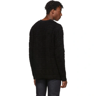 Shop Fendi Black Embossed Wool Forever  Sweater In F0qa1 Blk