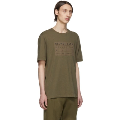 Shop Helmut Lang Khaki Logo Patch T-shirt In Dark Resin