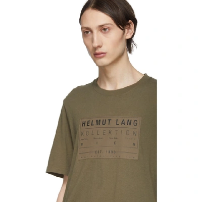 Shop Helmut Lang Khaki Logo Patch T-shirt In Dark Resin