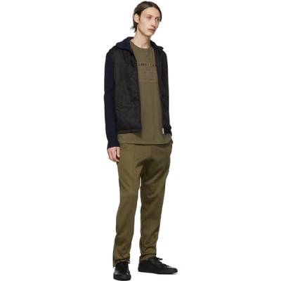 Shop Helmut Lang Khaki Logo Patch T-shirt In Dark Resin