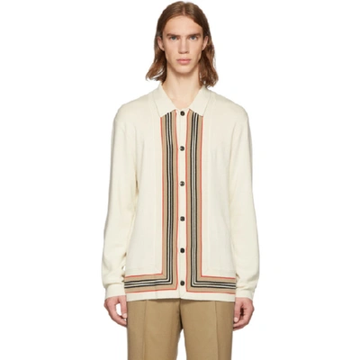 Shop Burberry Off-white Knit Lachlan Cardigan In Nat White
