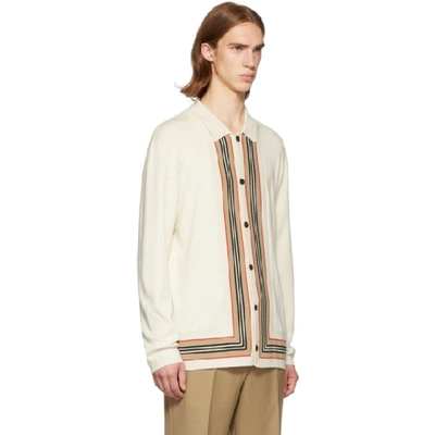 Shop Burberry Off-white Knit Lachlan Cardigan In Nat White