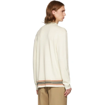 Shop Burberry Off-white Knit Lachlan Cardigan In Nat White