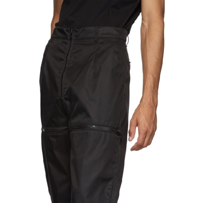 Shop Prada Black Gabardine Zip Trousers