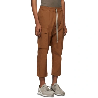 Shop Rick Owens Brown Cropped Drawstring Cargo Trousers In 173 Rust